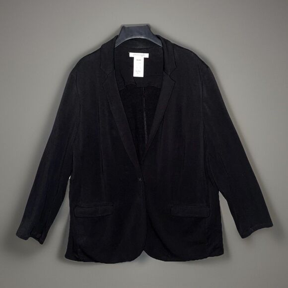 Philosophy Jackets & Blazers - Philosophy Women XXL Black One Button Blazer Knit Quiet Luxury Professional Soft